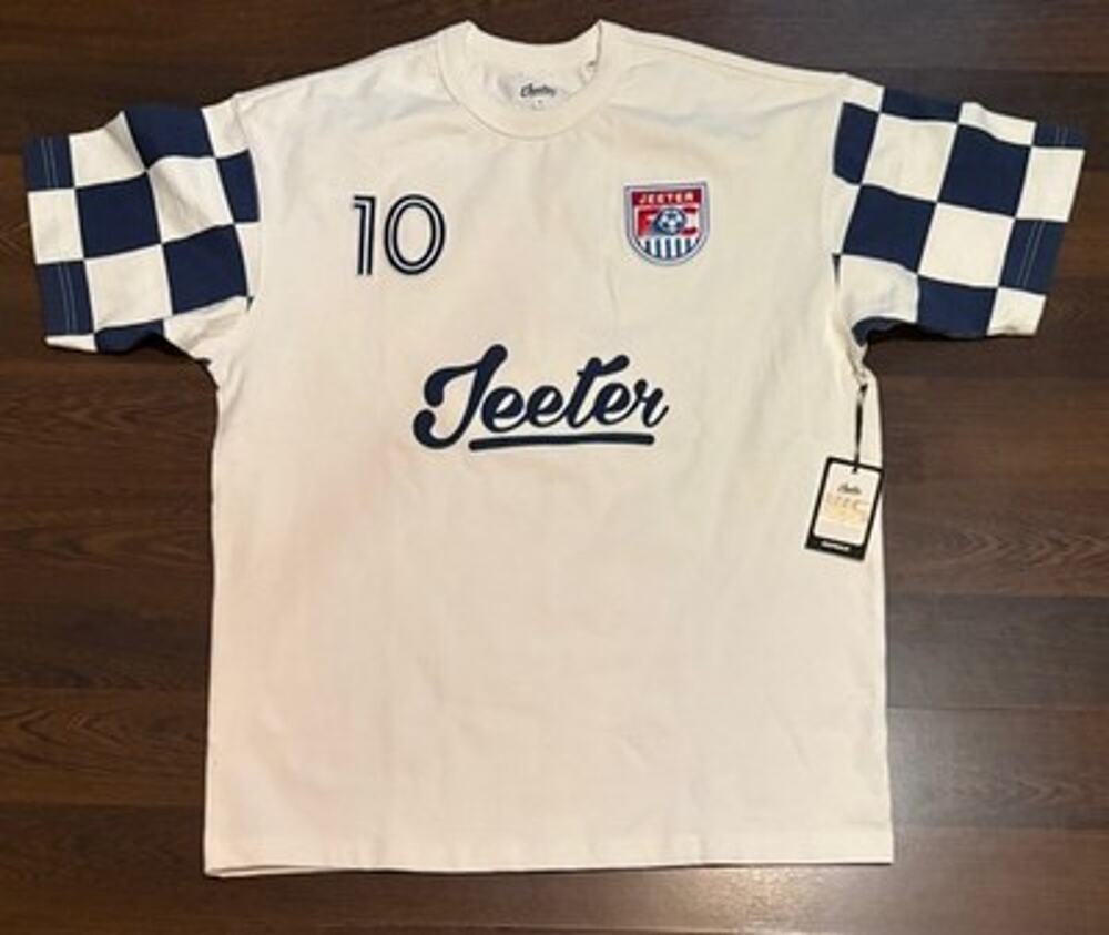 Jeeter WC 22 World Cup Soccer Jersey White Checkered Size M